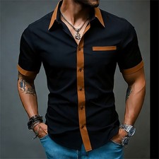 New Men's Summer Shirt Casual Slim Shirts Short Sleeve Button Down Tops