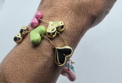 ARMBAND MIT PASTELLHERZEN doppelt drehbar, Halskette kombinierbar