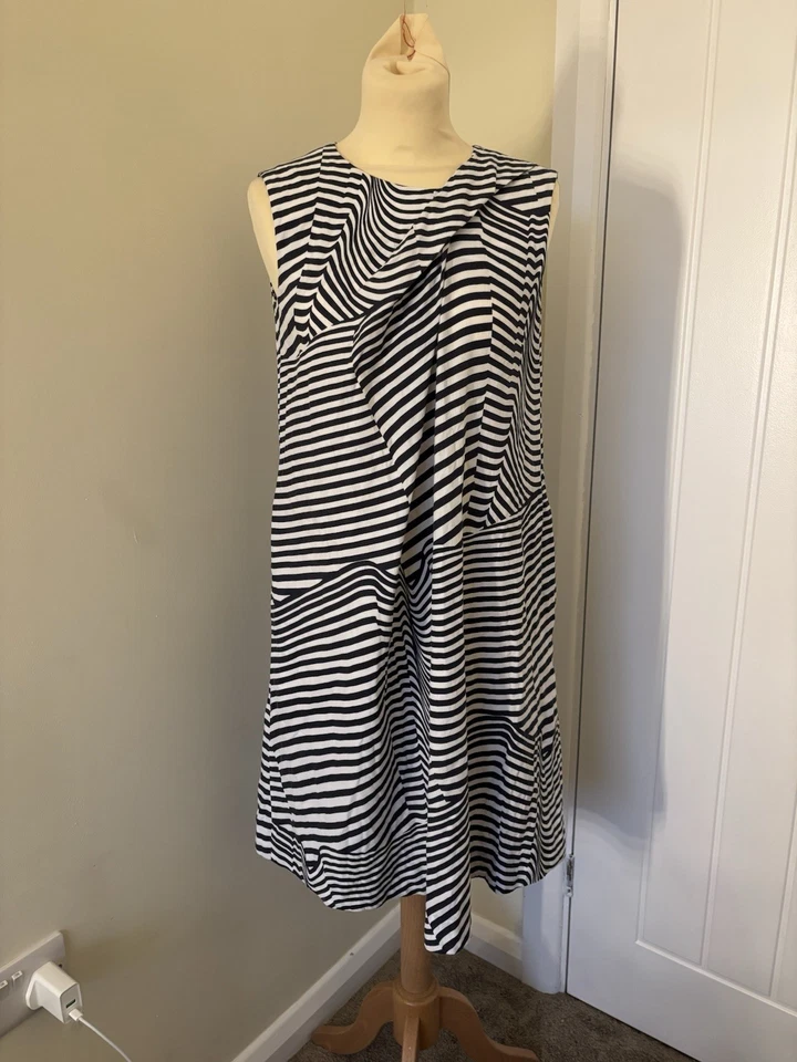 Vestido midi a rayas azul marino y blanco COS talla 8 - Imagen 1 de 4