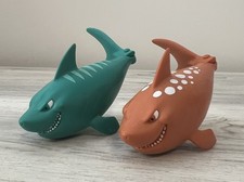2011 Amloid Shark Toy Figurine Set Of Two Colors Are Orange And Blue 