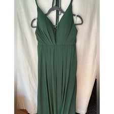 Sleeveless Halter Deep V Emerald Green Chiffon Formal Gown Dress Gala Prom