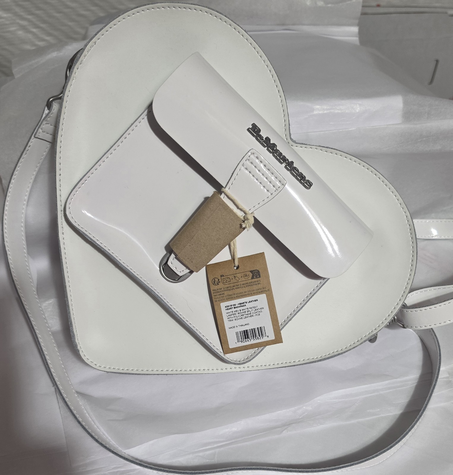 Dr. Martens Leather White Heart Crossbody Bag Backpack  NWT