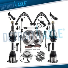 21pc 4WD Front CV Axle Wheel Hubs Control Arms Rotors for Sierra Silverado 1500