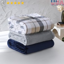 Super Soft Plush Blanket Reversible Cozy Warmth Couch Bed Camping All-Season New