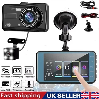 4" Dash Cam Pro Car Camera Recorder Dual Front and Rear HD 1080P Night Vision UK