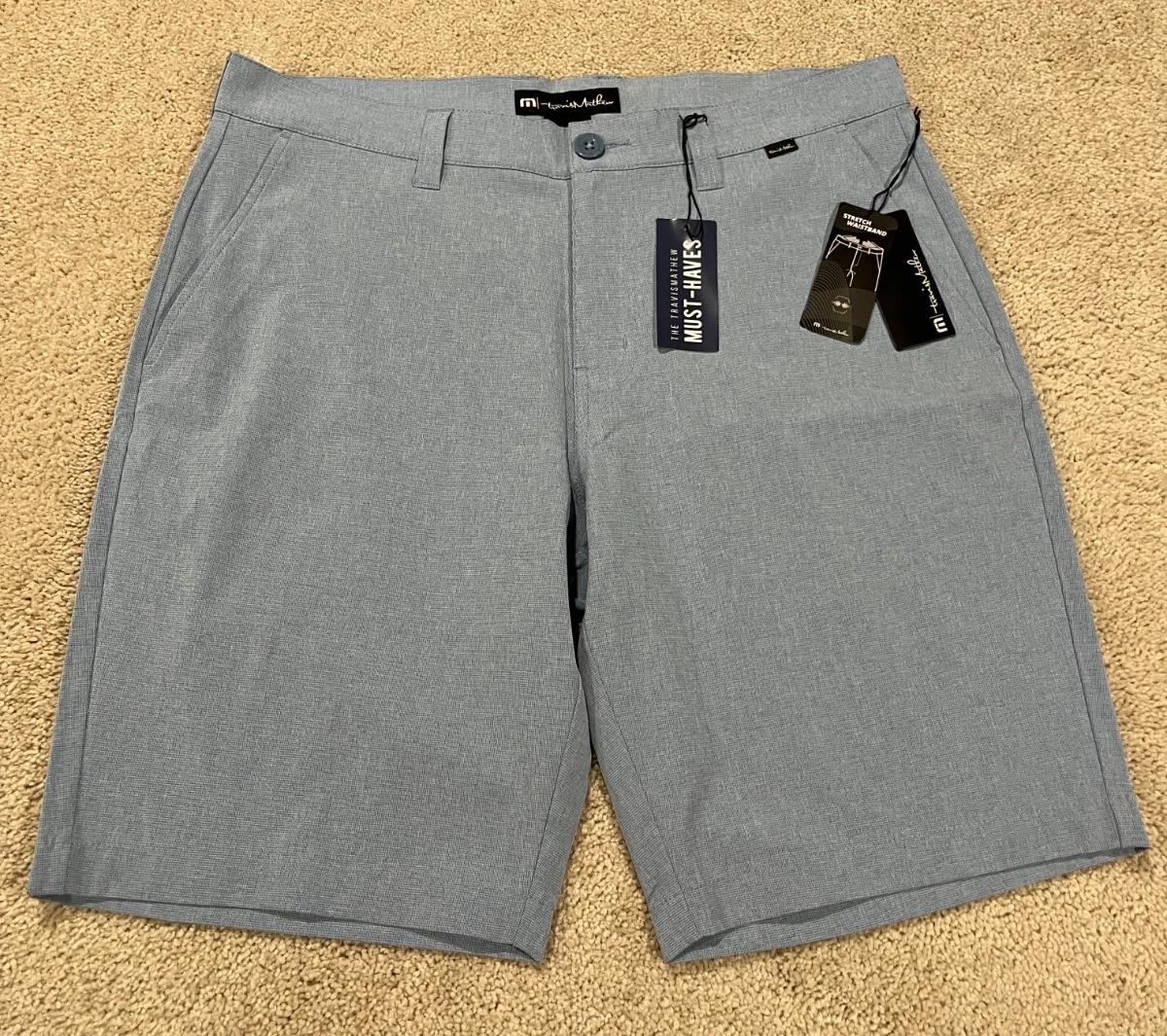 Travis Mathew Shorts Mens 33 Blue Golf Performance Stretch Casual Beck 1mm208