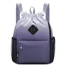 WANDF Drawstring Backpack Sports Gym Bag with Shoes Compartment, Water-Resist...