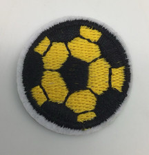 Yellow/ Black Soccer Ball Embroidered Patch Iron-On 1.25 Inches