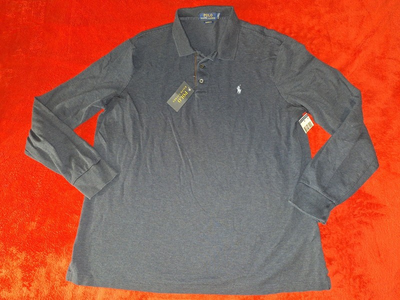 POLO RALPH LAUREN   MENS LARGE   BLUE LONGSLEEVE  POLO    SHIRT NEW W/ TAGS