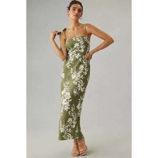 Reformation Frankie Linen Maxi Dress in Willow Green Floral 0