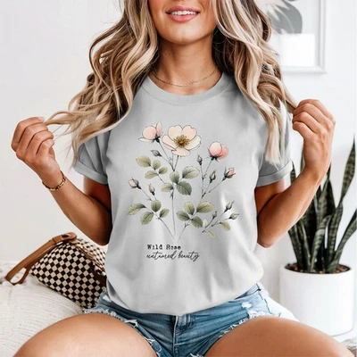 GOFASHIONDIRECT Wild Rose Untamed Beauty Womens T Shirt Flowers Botanical Floral