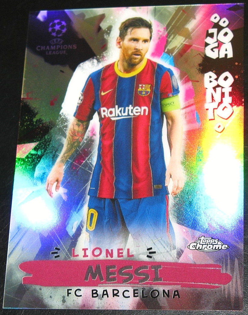2020-21 Topps Chrome UEFA Lionel Messi Joga Bonito Refractor 2021