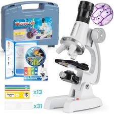 Uarzt Kids Beginner Microscope Science Kit with 100X1200X, 13 Prepared Slides...