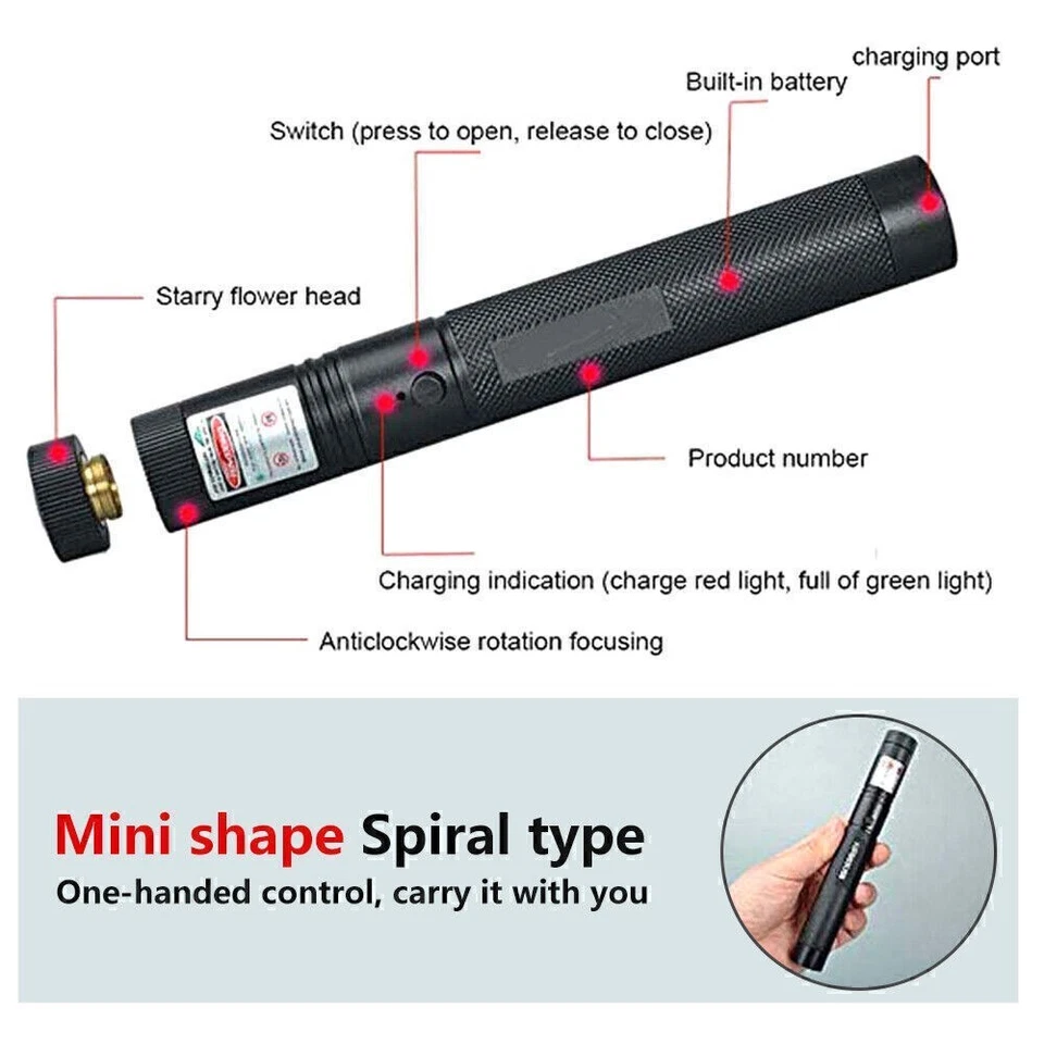 5000M starker grüner Laserpointer Outdoor-Lazer-Taschenlampe USB wiederaufladbar - Bild 3 von 4