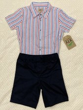 Boys Size 6 Short Sleeve Striped Shirt and Shorts Outfit, Brand New With Tags.