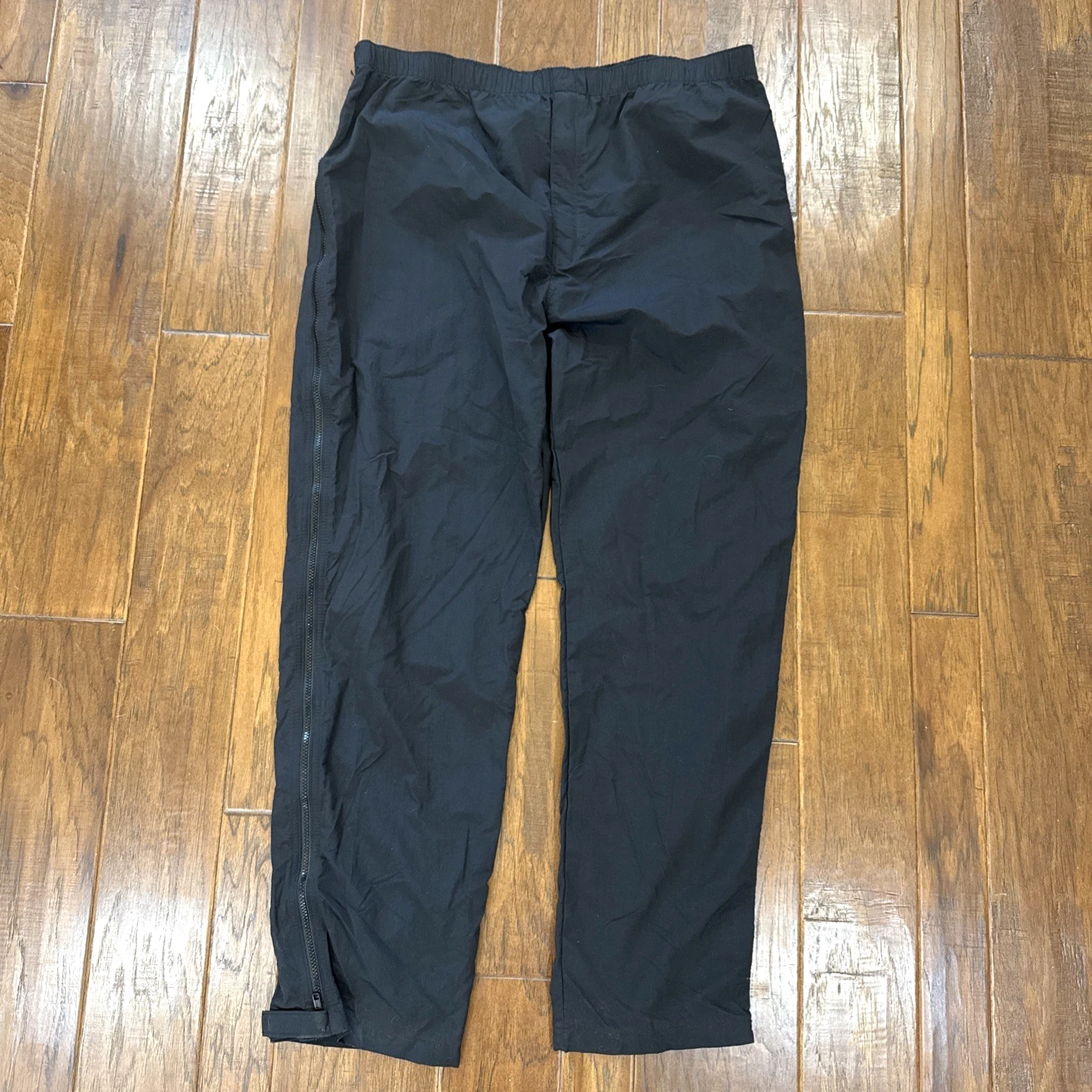 LL Bean Nylon Full Zip Leg Rain Pants Mens Black Vintage USA Hiking Gorp XXL Reg