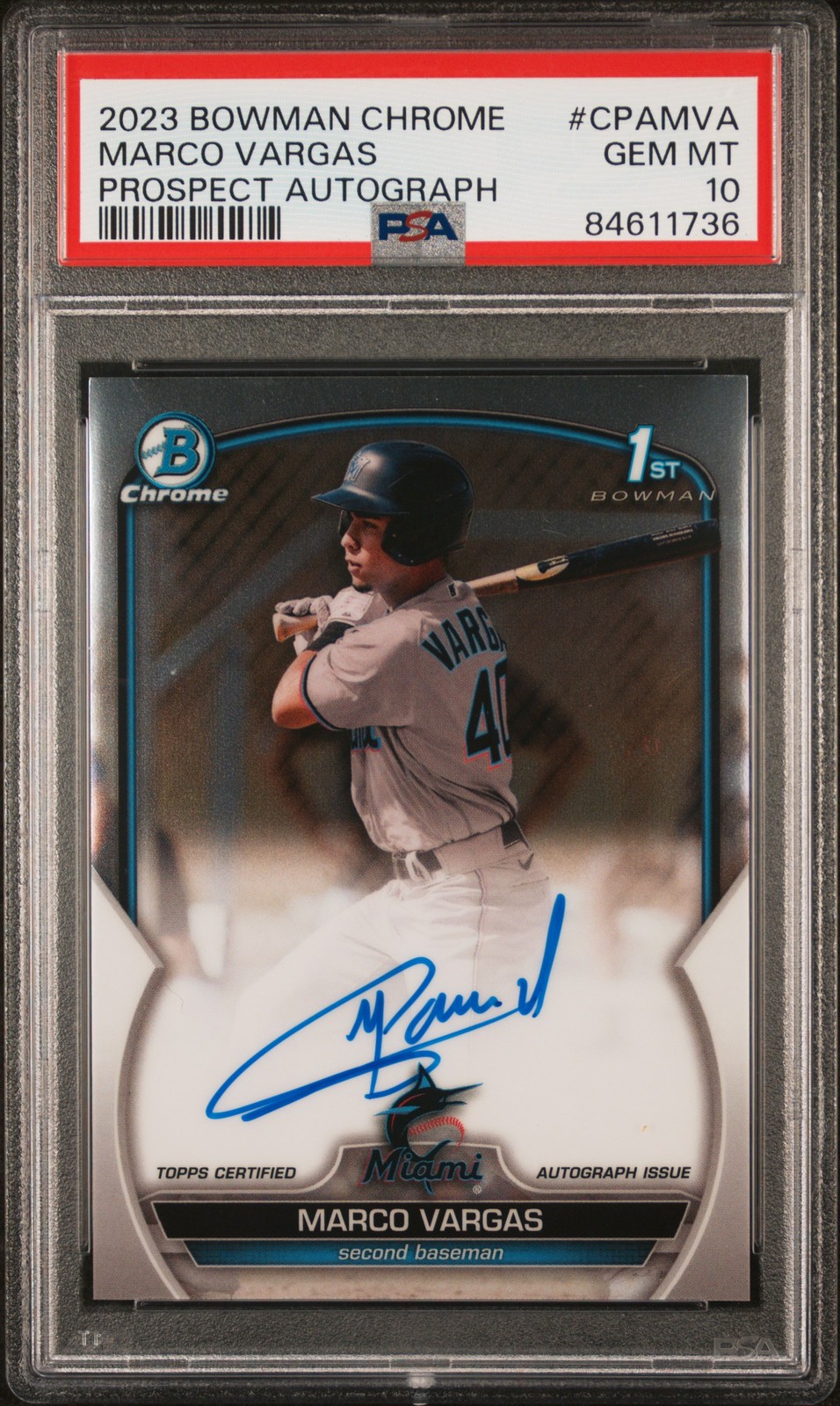 2023 Bowman Chrome Prospect Auto Marco Vargas #CPAMVA PSA 10