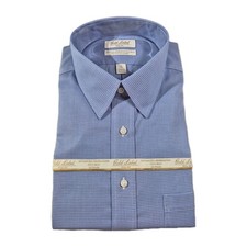 Roundtree Yorke Gold Label Men  s Shirt Size 17 35 Blue Full Fit Dobby 61