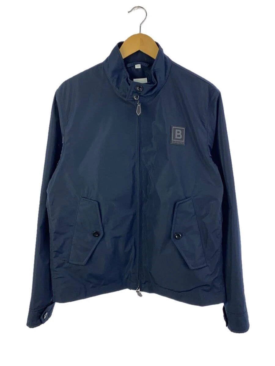 Giacca nylon BURBERRY lettera grafica applicazione Harrington 50 poliestere blu navy usata
