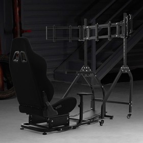 Dardoo Racing Simulator Cockpit With Seat & Triple Monitor Stand Fits Logitech