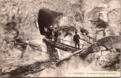 Chamonix Glacier des Bossons Grotto People Bridge Photo Postcard
