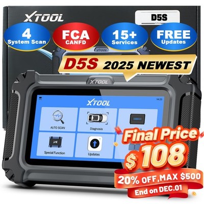 2025 XTOOL D5S Car OBD2 Scanner ABS SRS Transmission Engine Diagnostic Tool FCA