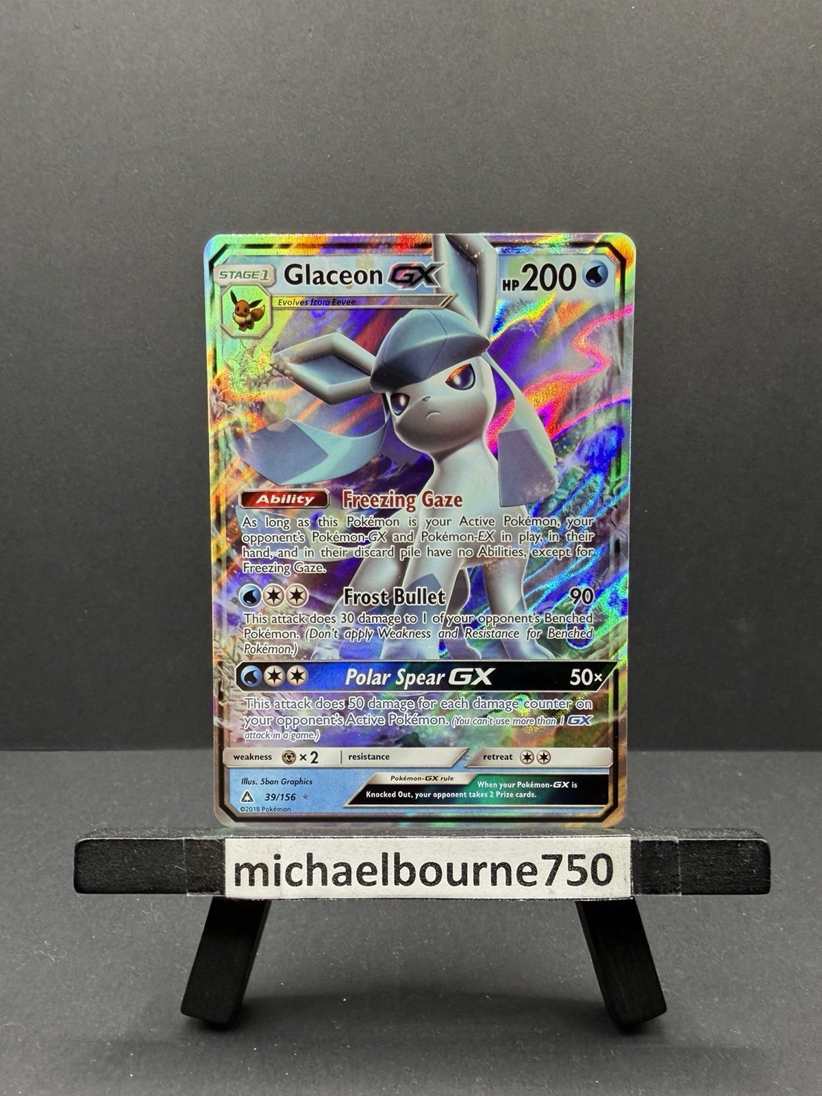 Glaceon GX 39/156 Holo GX Rare Ultra Prism Pokemon Lightly Played