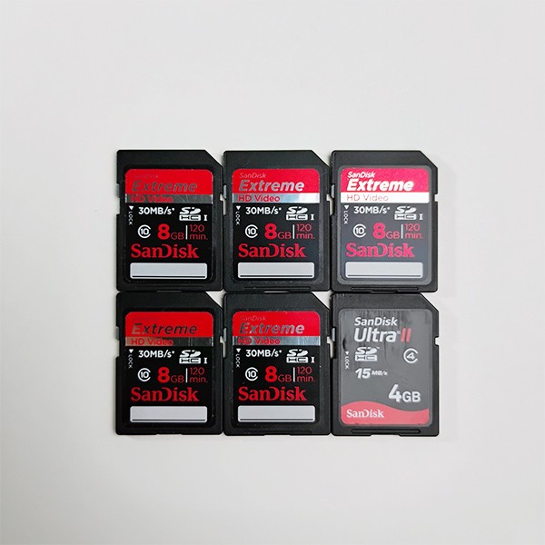SanDisk SD Card Lot 6 Extreme 8GB Ultra II 4GB HD Video HC 30mb/s 15mb/s Memory