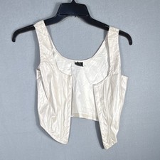 Ivory Corset Top Hook Eye Closure Polyester Polyurethane Size S