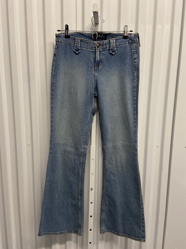 Vintage Y2K L.E.I. Light Wash Flare Back Slit Denim Jeans Women's Sz 9 - Picture 5 of 10