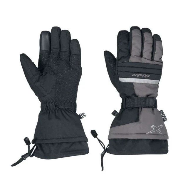 Ski-Doo Mens X-Team Nylon Snowmobile Gloves Water/Windproof, 2XL, Charcoal Grey