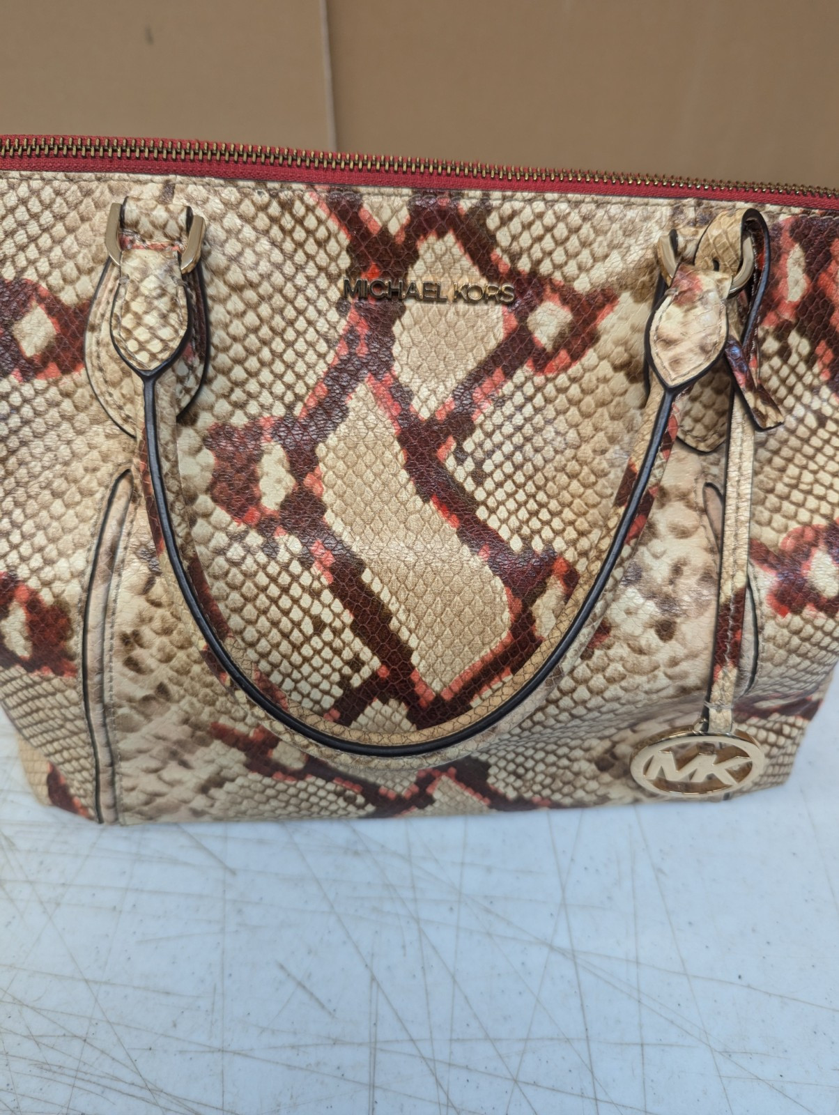 Michael Kors Lenox Python Satchel Handbag Purse - image 5