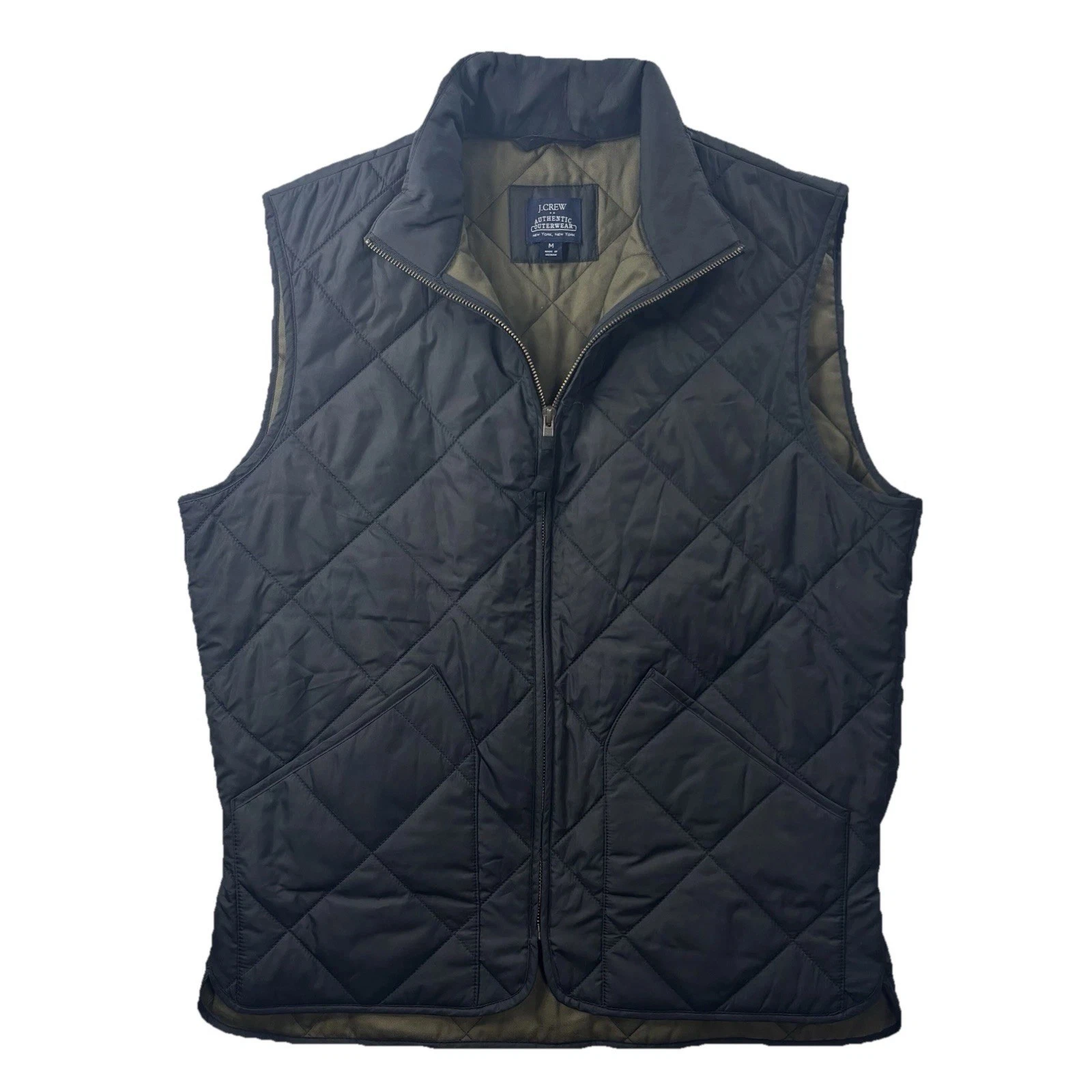 J. CREW Sussex Quilted Puffer Vest Full Zip Black Gorpcore Men's Sz Medium