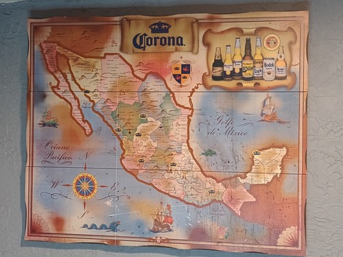 Vtg Corona Beer Wood Sign Mexico Map 27X 22