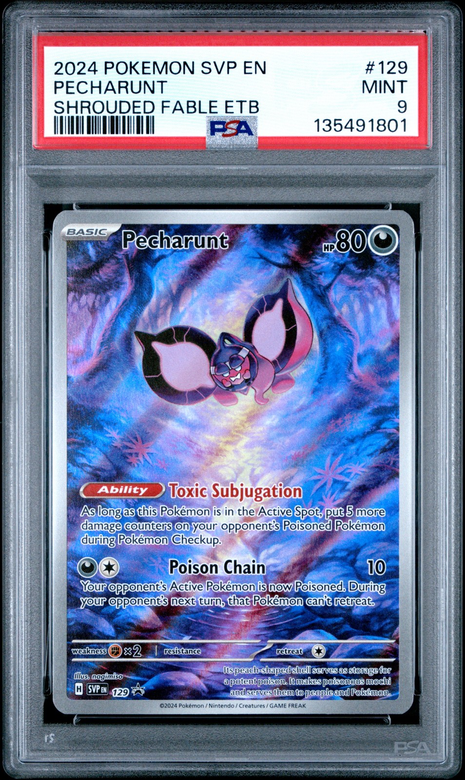 2024 POKEMON SVP EN-SV BLACK STAR PROMO #129 PECHARUNT PSA 9