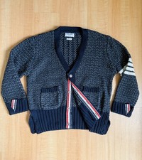 Thom Browne 4-Bar Donegal V-Neck Cardigan