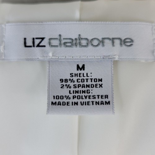 Neu mit Etikett Liz Claiborne Collection weißer Baumwollblazer gefütterte Schulterpolster Größe Medium - Bild 12 von 13