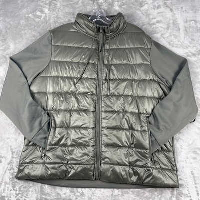 Avia Womens XXXL 22 Horizontal Quilt Jacket Green Midnight Hybrid Full Zip New