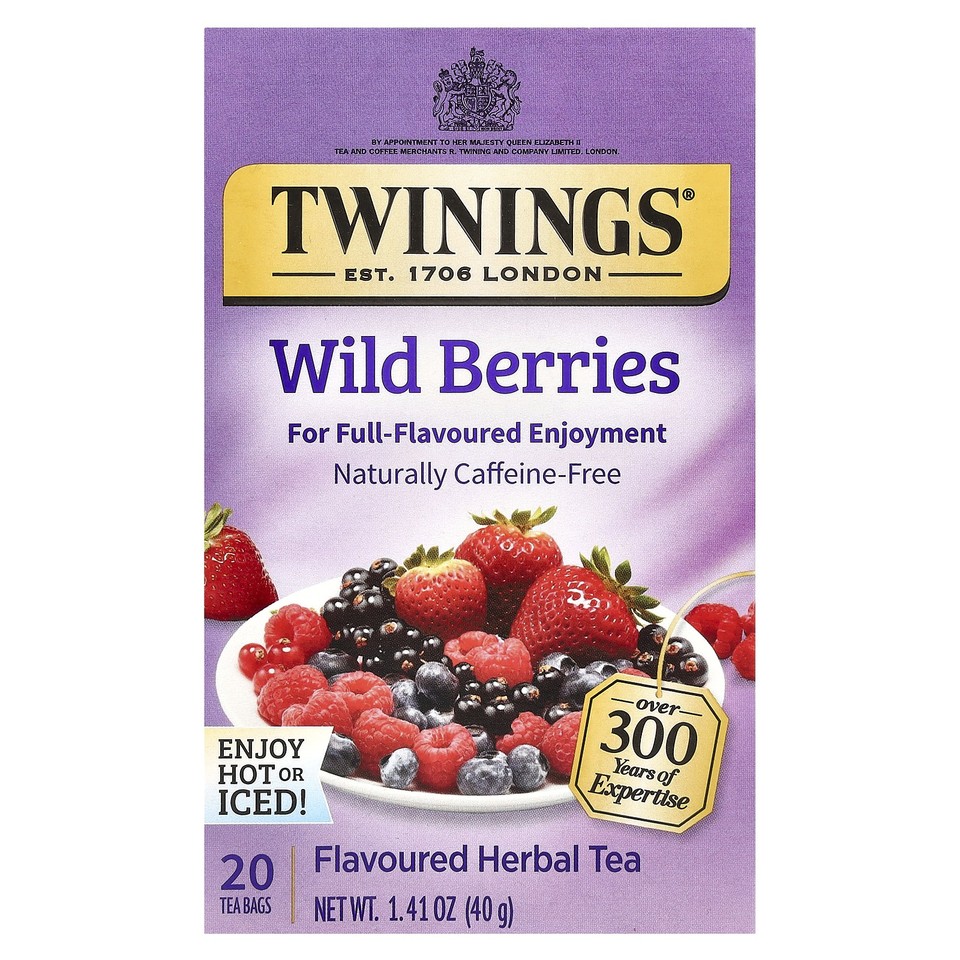 Flavored Herbal Tea, Wild Berries, Caffeine Free, 20 Tea Bags, 1.41 oz (40 g)