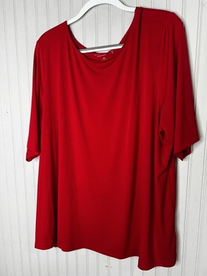 Susan Graver Shirt Womens 3X Red Essentials Stretch Tunic Top Plus Size Flowy