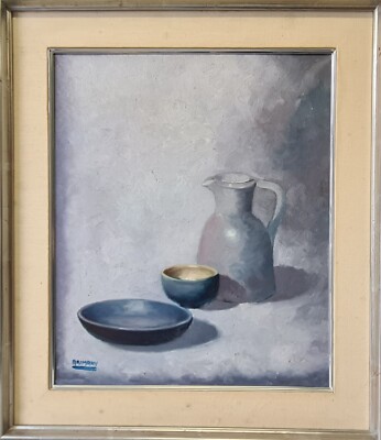 JOSEP LLUIS ARIMANY NICOLAU. STILL LIFE WITH CERAMICS. OIL ON CANVAS. TWENTIETH