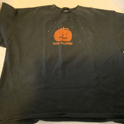 Quail Hollow Black Vintage T-Shirt Happy Halloween Pumpkin Design X Large