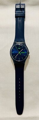 Swatch Neon Green Rebel Watch SR1130SW Silicone Band Blue | eBay