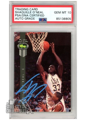 Shaquille O'Neal 1992 Classic Four Sport Autograph Rookie Card #1 PSA/DNA 10