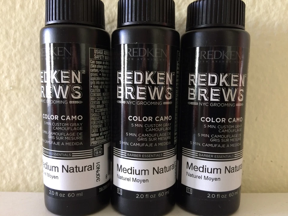 3 bottles REDKEN FOR MEN 5 minute color camo custom gray protein and quinoa oil