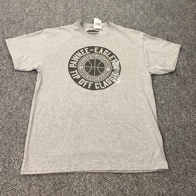 Parks and Recreation Shirt Mens Large Gray Pawnee Eagleton Tip-Off Classic NWT