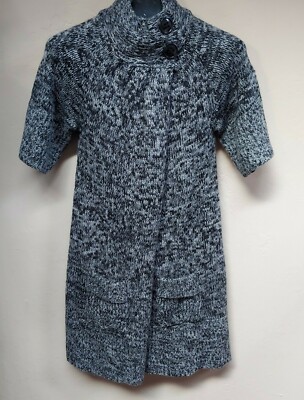 J.J. Always Womens Large Acrylic Sweater High-Collar Long Knitwear Marled Gray
