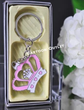 12 Pc Key Chain Crown Baby Shower Party Goods Recuerdos Quinceanera Pink Mis 15