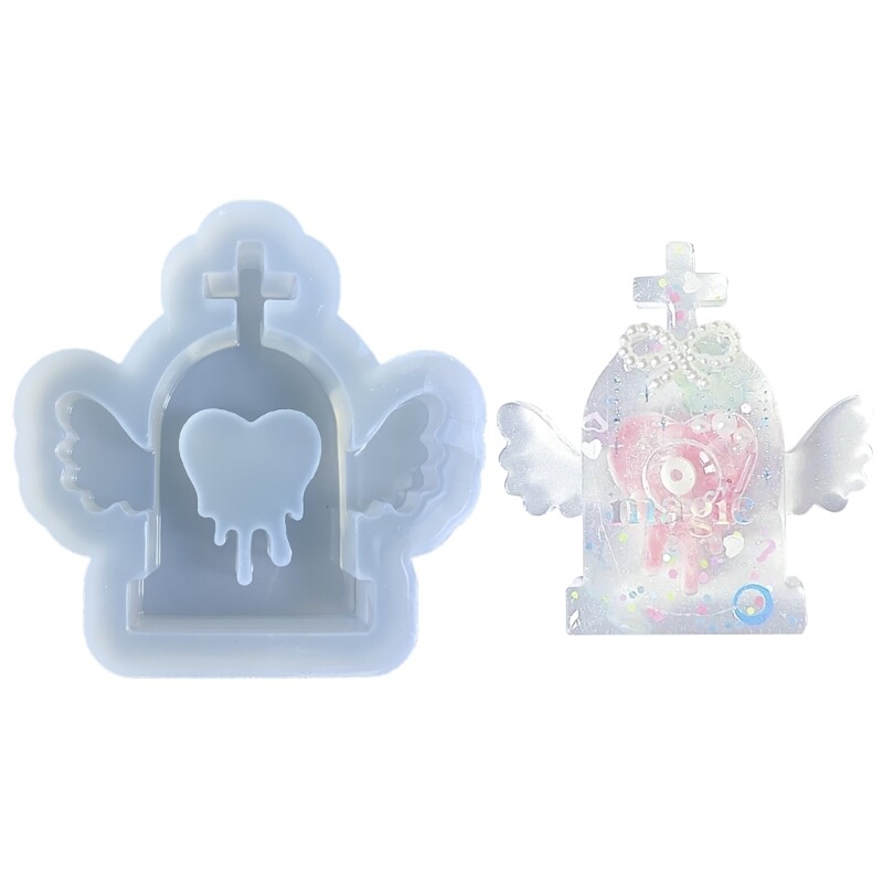 Heart-Shaped Wing Tombstone Silicone Resin Shaker Mold