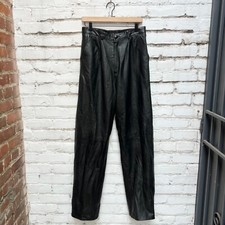 Vintage High-Waisted Straight Leg Genuine Leather Pants / Waist 33"